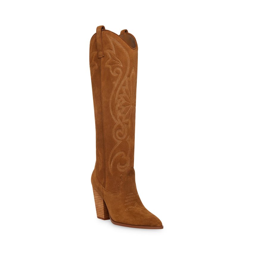 Botas Hasta La Rodilla Steve Madden Lasso Chestnut Gamuza Mujer Marrones | ES AI3198